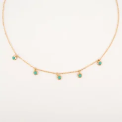 Bijoux Fantaisie -Bijoux Fantaisie collier jihane turquoise en acier jaune zag bijoux 1