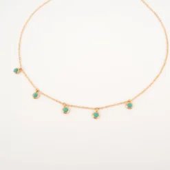 Collier Jihane Turquoise En Acier Jaune - Zag Bijoux