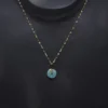 Collier Losange Précieux Acier Jaune Et Amazonite - Zag Bijoux -Bijoux Fantaisie collier losange precieux en acier jaune et amazonite zag bijoux