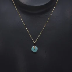 Collier Losange Précieux Acier Jaune Et Amazonite - Zag Bijoux