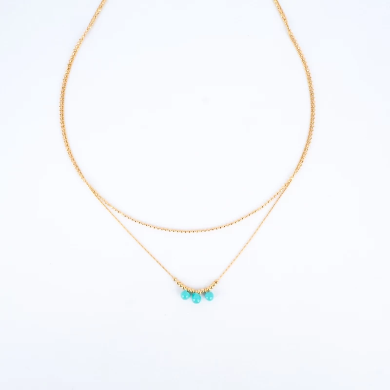Collier Maddy Doré Pierre Turquoise - Zag Bijoux 4 Collier Maddy Doré Pierre Turquoise - Zag Bijoux – Image 2