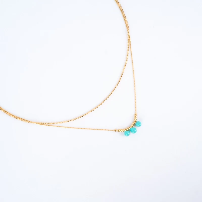 Collier Maddy Doré Pierre Turquoise - Zag Bijoux 3 Collier Maddy Doré Pierre Turquoise - Zag Bijoux
