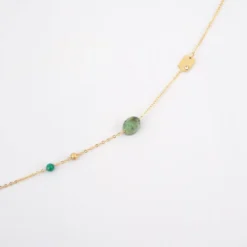 Collier Mailine Turquoise Acier Or Jaune - Zag Bijoux