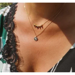 Collier Mini Oeil émaillé Noir En Plaqué Or - Pomme Cannelle -Bijoux Fantaisie collier mini oeil emaille noir en plaque or pomme cannelle 1