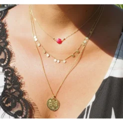 Collier Multi Pastilles En Acier Jaune - Zag Bijoux -Bijoux Fantaisie collier multi pastilles en acier jaune zag bijoux 3