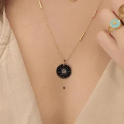 Collier Oeil En Acier Jaune - Zag Bijoux -Bijoux Fantaisie collier oeil en acier jaune zag bijoux 1