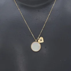 Collier Pastille Cœur En Acier Et Nacre - Zag Bijoux