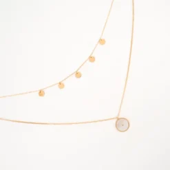 Collier Pastille Multi Rangs Nacre En Acier Jaune - Zag Bijoux