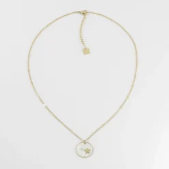 Collier Pastille Star Nacrée En Acier Jaune - Zag Bijoux