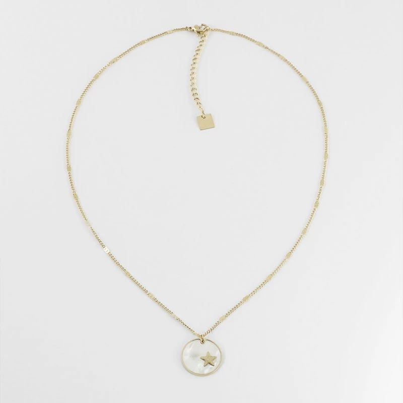 Collier Pastille Star Nacrée En Acier Jaune - Zag Bijoux 3 Collier Pastille Star Nacrée En Acier Jaune - Zag Bijoux