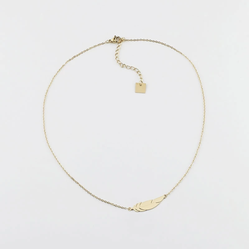 Collier Plume En Acier Jaune - Zag Bijoux 3 Collier Plume En Acier Jaune - Zag Bijoux