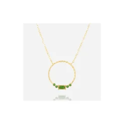 Collier Precious Circle Vert En Acier Doré - Zag Bijoux