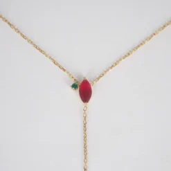 Collier Princess Rouge En Acier Doré - Zag Bijoux -Bijoux Fantaisie collier princess rouge en acier dore zag bijoux 2