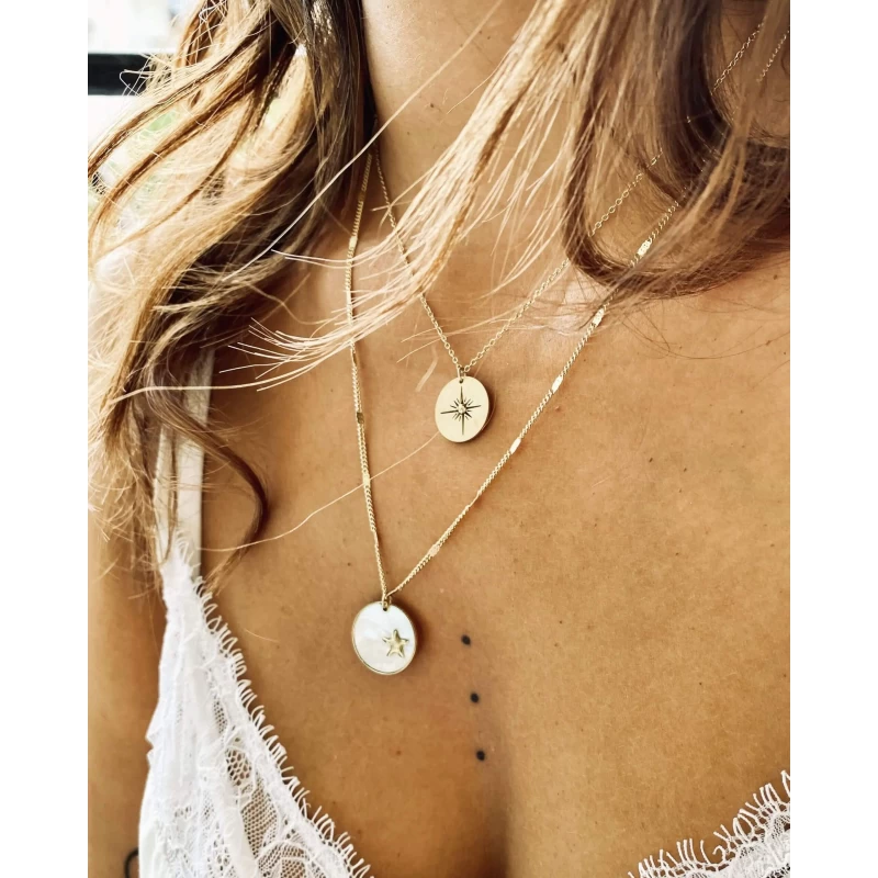 Collier Rose Des Vents En Acier Jaune - Zag Bijoux 4 Collier Rose Des Vents En Acier Jaune - Zag Bijoux – Image 2