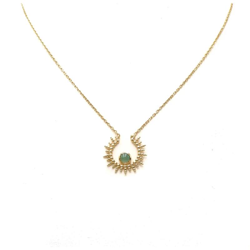 Collier Soleil Aventurine En Plaqué Or - Pomme Cannelle 4 Collier Soleil Aventurine En Plaqué Or - Pomme Cannelle – Image 2