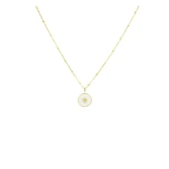 Collier Soleil émaillé Blanc Plaqué Or - Pomme Cannelle