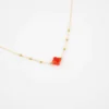 Collier Trèfle Cornaline En Acier Jaune - Zag Bijoux -Bijoux Fantaisie collier trefle cornaline en acier jaune zag bijoux