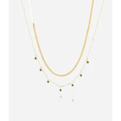 Collier Virtuose Vert En Acier Doré - Zag Bijoux