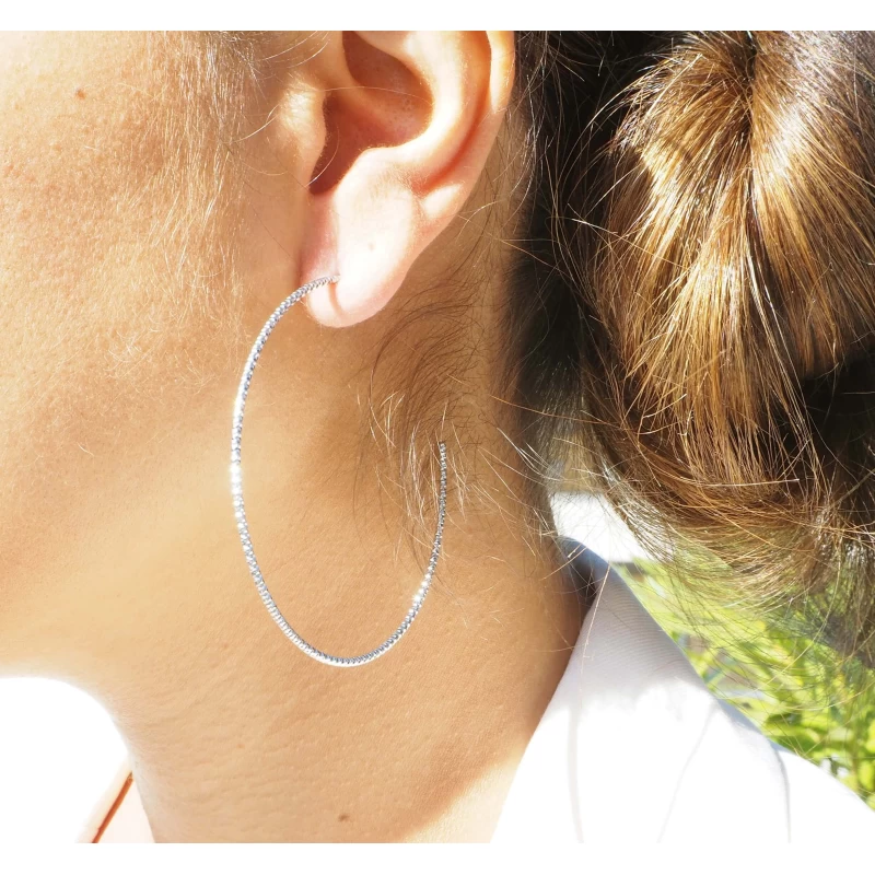 Créoles Ciselées GM En Acier En Jaune - Zag Bijoux 4 Créoles Ciselées GM En Acier En Jaune - Zag Bijoux – Image 2