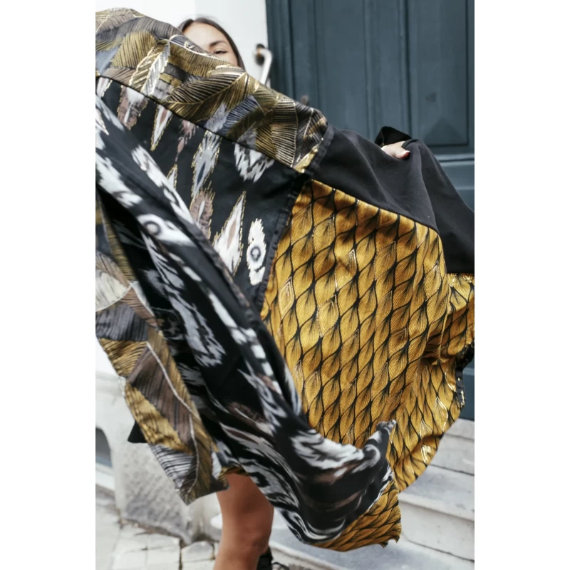 Foulard Julia Jaune, Noir Et Doré - Shanna 4 Foulard Julia Jaune, Noir Et Doré - Shanna – Image 2