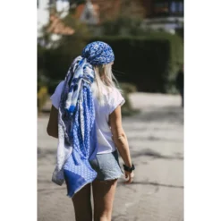 Foulard Margo Bleu Jean's Et Blanc - Shanna -Bijoux Fantaisie foulard margo bleu jean s et blanc shanna 2