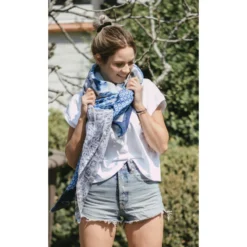 Foulard Margo Bleu Jean's Et Blanc - Shanna