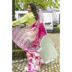 Foulard Soie Angel Rose Et Vert - Shanna -Bijoux Fantaisie foulard soie angel rose et vert shanna 2