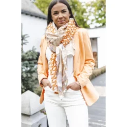 Foulard Sybille Corail, Orange, Beige - Shanna