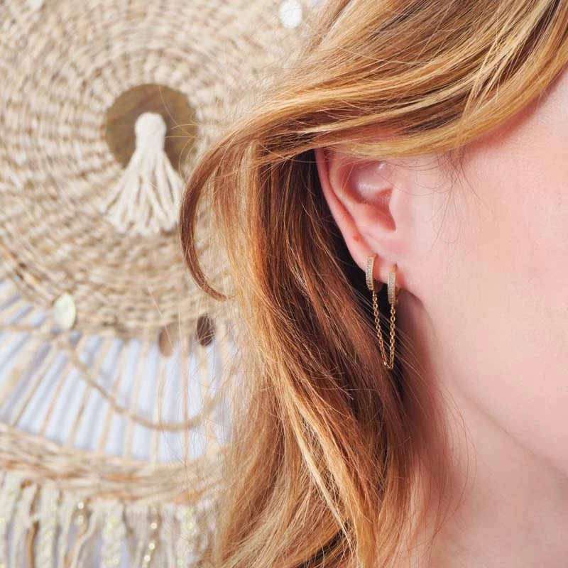 Mono Boucle D'oreille Strass Or - Pomme Cannelle 4 Mono Boucle D'oreille Strass Or - Pomme Cannelle – Image 2